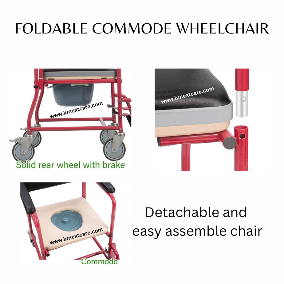 FOLDABLE COMMODE WHEELCHAIR