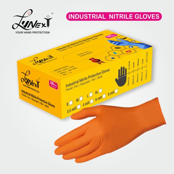 INDUSTRIAL ORANGE NITRILE GLOVES Chennai