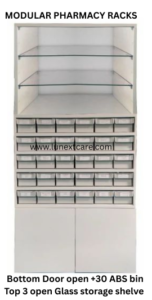 Modular Pharmacy rack with 30 bin